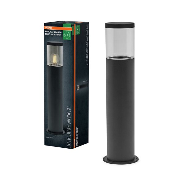 Wegeleuchte Dunkelgrau Edelstahl IP44 E27 H:49 cm OSRAM