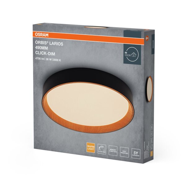 LED Deckenleuchte Click-DIM Schwarz 3000 K Ø49cm OSRAM