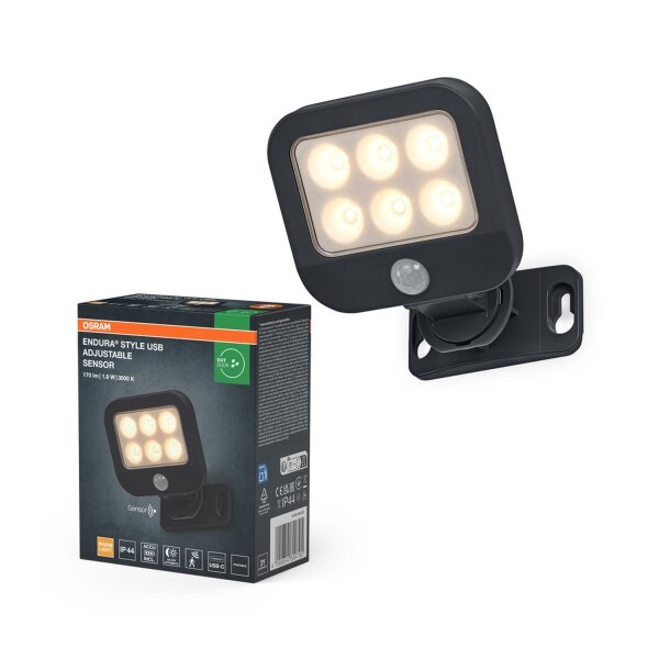 LED Akku Wandspot Sensor schwenkbar 3000 K IP44 OSRAM