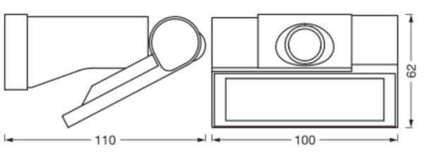 LED Akku Wandspot Metall Sensor schwenkbar 3000K IP44