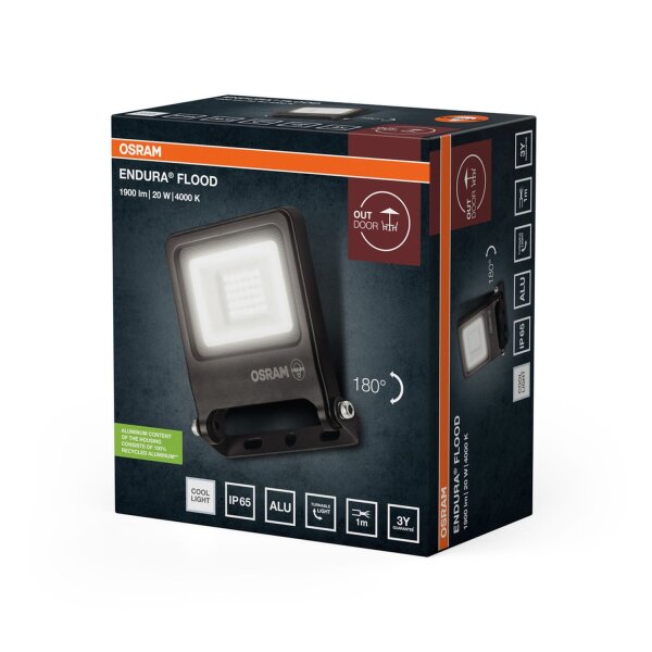 LED Außenstrahler Glas Dunkelgrau 4000K IP65 OSRAM