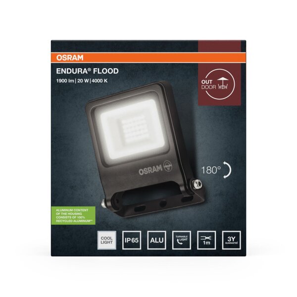 LED Außenstrahler Glas Dunkelgrau 4000K IP65 OSRAM