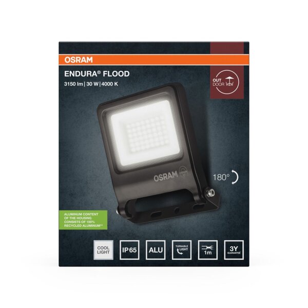 LED Außenstrahler 4000K Dunkelgrau Glas IP65 OSRAM