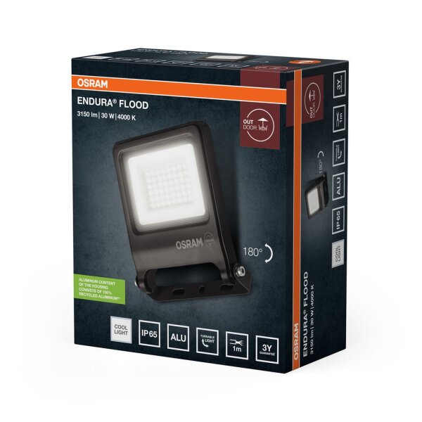LED Außenstrahler Dunkelgrau Glas Alu 4000K IP65 OSRAM