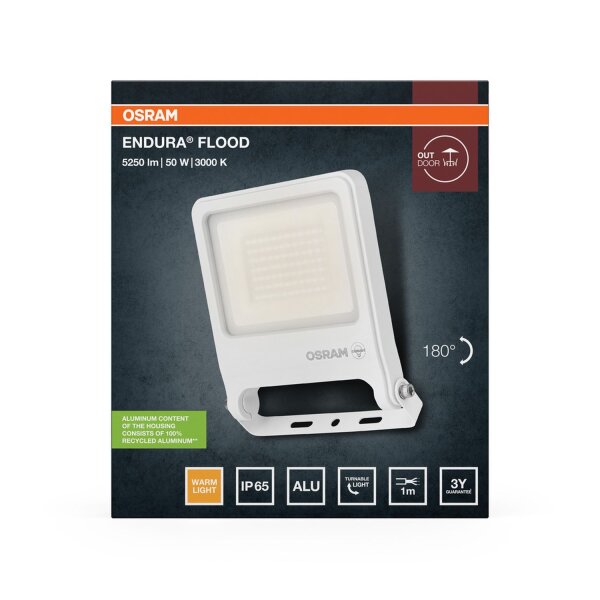 LED Außenstrahler Weiß Alu Glas 3000K IP65 B:17,2 cm