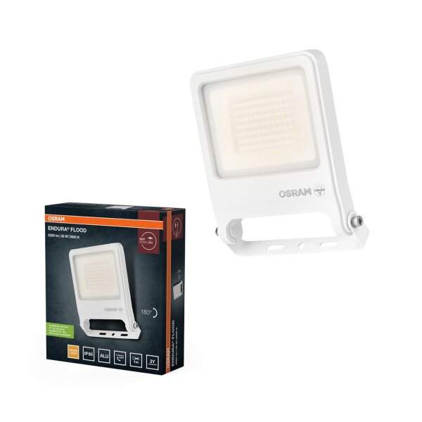 LED Außenstrahler Weiß Alu Glas 3000K IP65 B:17,2 cm
