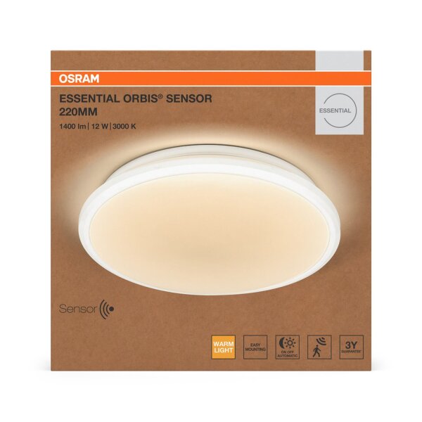 LED Deckenleuchte Sensor Weiß Metall 3000K B:23cm OSRAM
