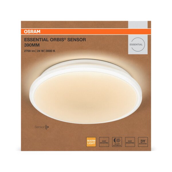 LED Deckenleuchte Sensor Weiß Metall 3000K Ø38 cm OSRAM