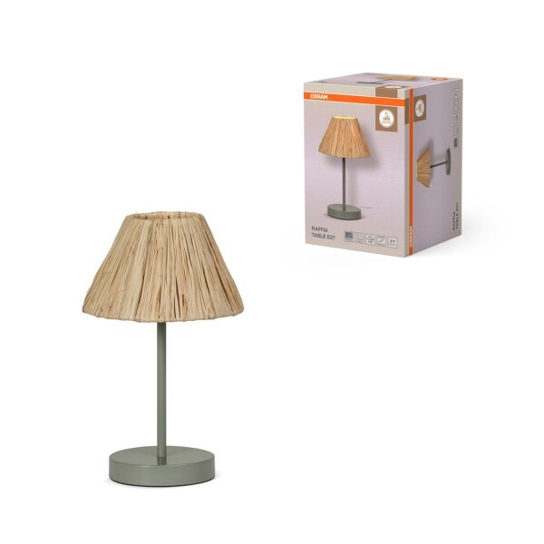 Tischlampe Grün Bast E27 S33 cm modern Design OSRAM
