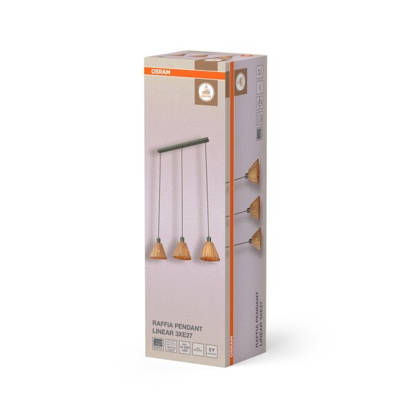 Pendelleuchte Grün Bast E27 L:84,5 cm modern OSRAM