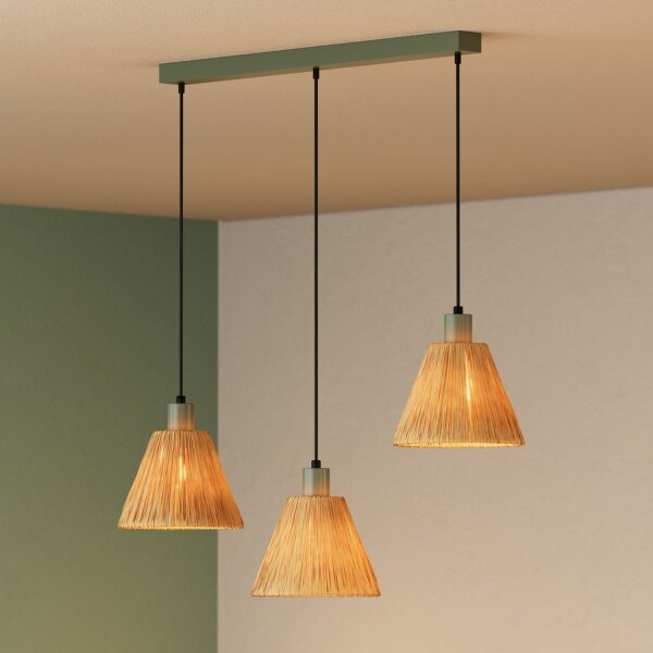Pendelleuchte Grün Bast E27 L:84,5 cm modern OSRAM