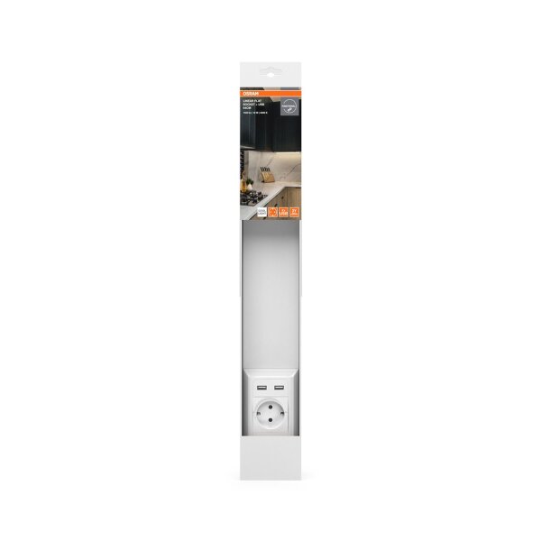 LED Unterbauleuchte Weiß Alu 4000 K 54 cm Steckdose USB