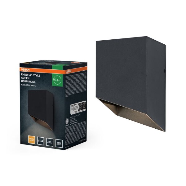 LED Wandlampe Dunkelgrau 3000 K IP54 H:13,5 cm OSRAM