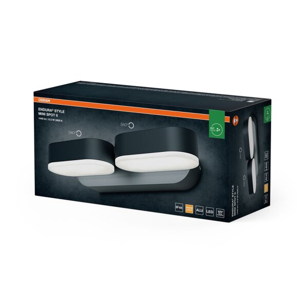 LED Wandstrahler schwenkbar Dunkelgrau 3000 K OSRAM