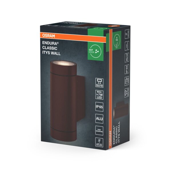 Up Down Wandleuchte Glas Alu IP65 GU10 H:15,8 cm OSRAM