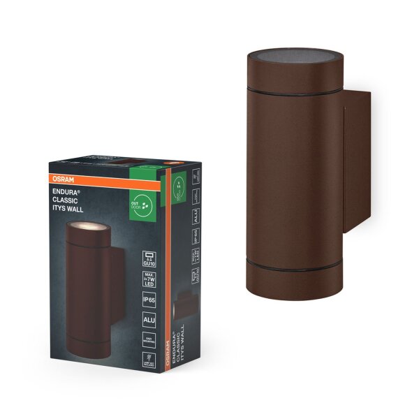 Up Down Wandleuchte Glas Alu IP65 GU10 H:15,8 cm OSRAM