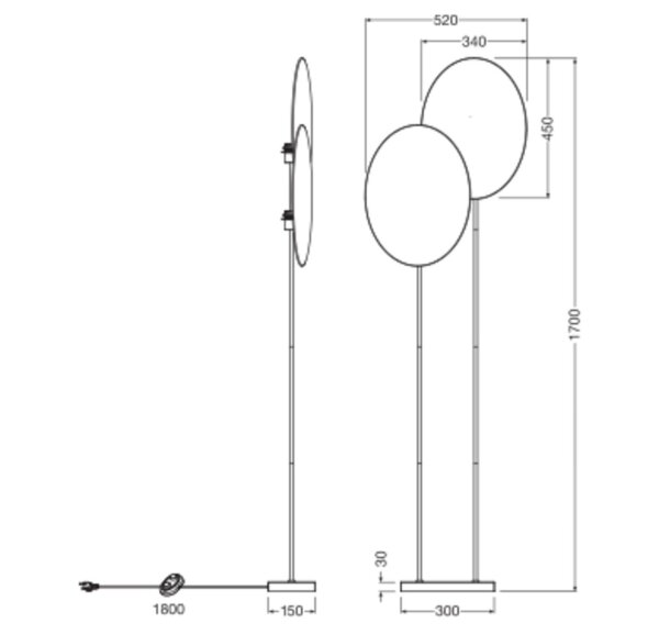 Stehleuchte Schwarz Rattan E27 H:170 cm OSRAM