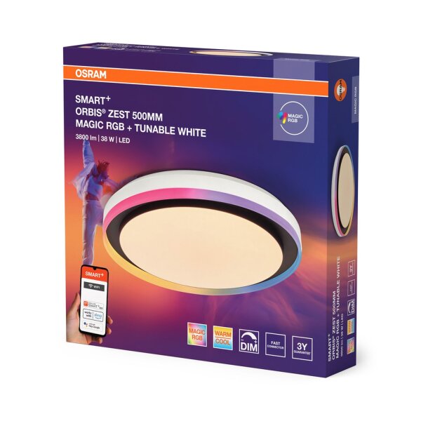 LED Deckenleuchte dimmbar Smart+ TW Schwarz Ø49cm OSRAM