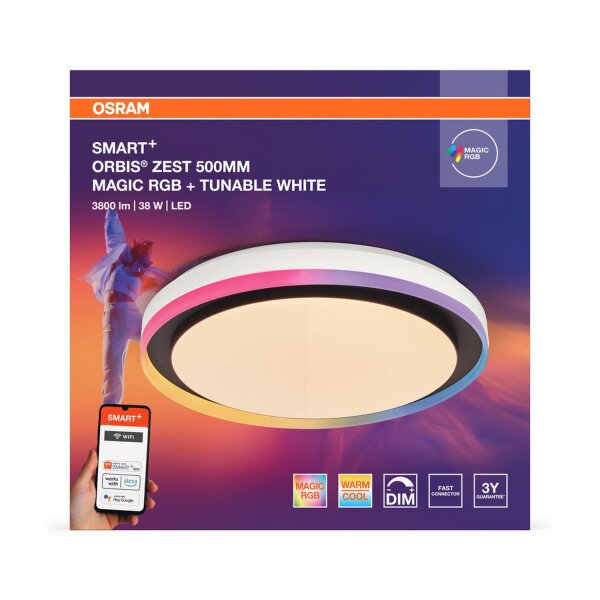 LED Deckenleuchte dimmbar Smart+ TW Schwarz Ø49cm OSRAM
