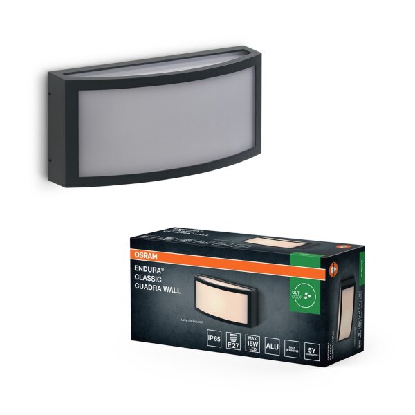 Wandleuchte Dunkelgrau Alu IP65 E27 B:26 cm OSRAM