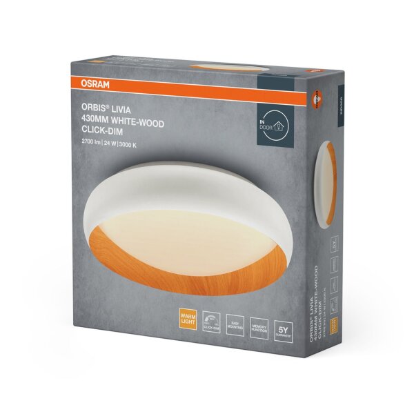 LED Deckenlampe Click-DIM Weiß Metall 3000K Ø43cm OSRAM