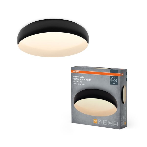 LED Deckenlampe Click-DIM Schwarz 3000 K Ø52cm OSRAM