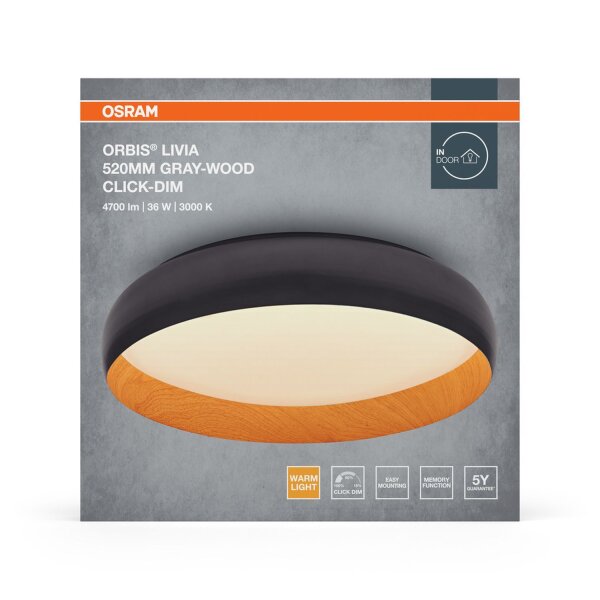 LED Deckenleuchte Click-DIM Grau Metall 3000K OSRAM