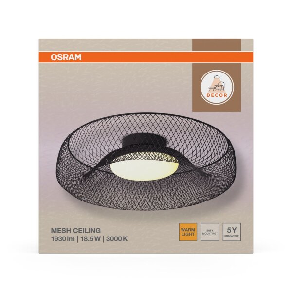 LED Deckenleuchte Schwarz Metall 3000 K Ø30 cm OSRAM