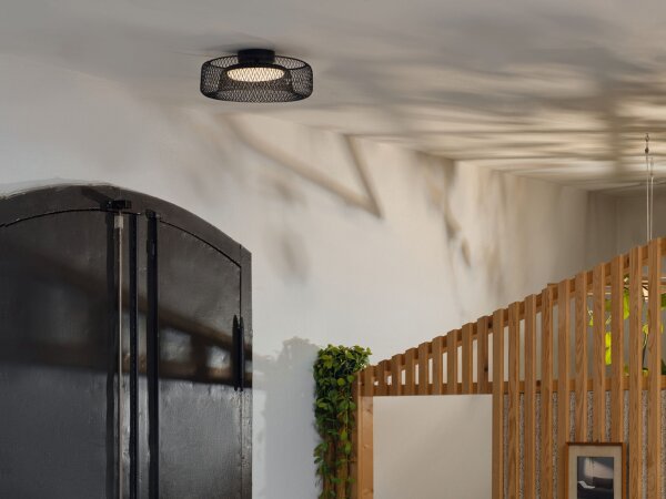 LED Deckenleuchte Schwarz Metall 3000 K Ø30 cm OSRAM