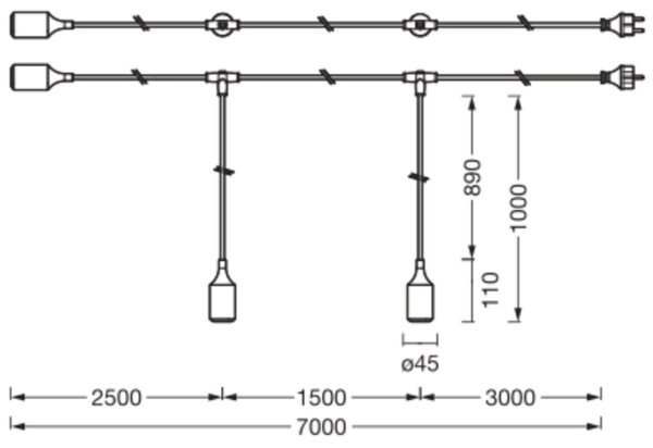 Pendelleuchte Gelb Silikon IP44 E27 L:700 cm OSRAM