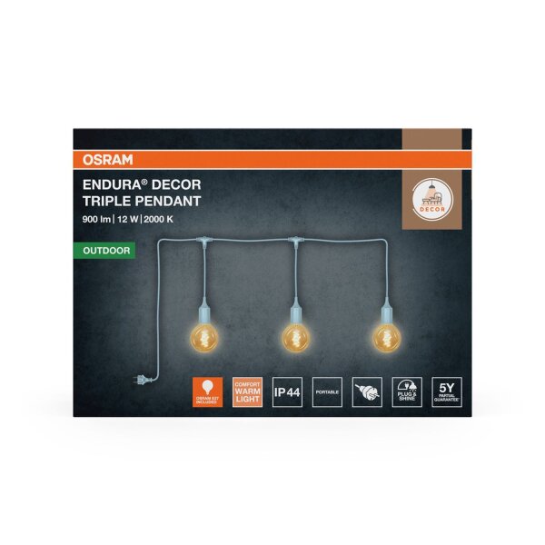 Pendelleuchte Blau Silikon IP44 E27 L:700 cm OSRAM