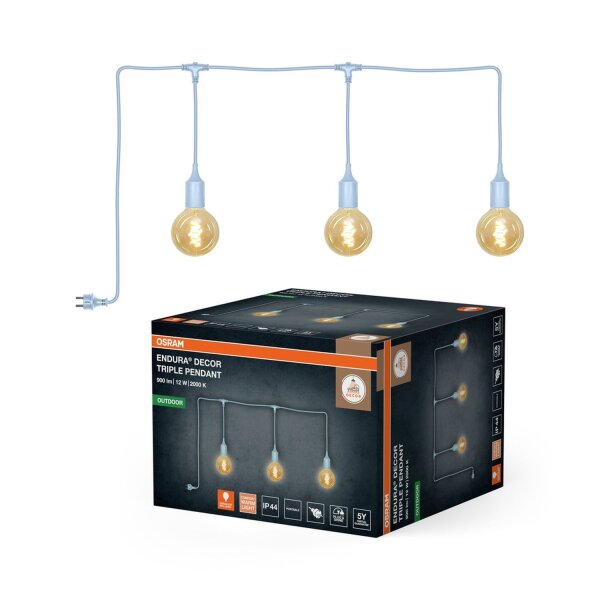 Pendelleuchte Blau Silikon IP44 E27 L:700 cm OSRAM
