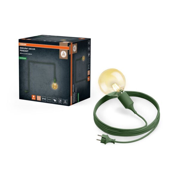 Pendelleuchte Grün Silikon IP44 E27 L:500 cm OSRAM