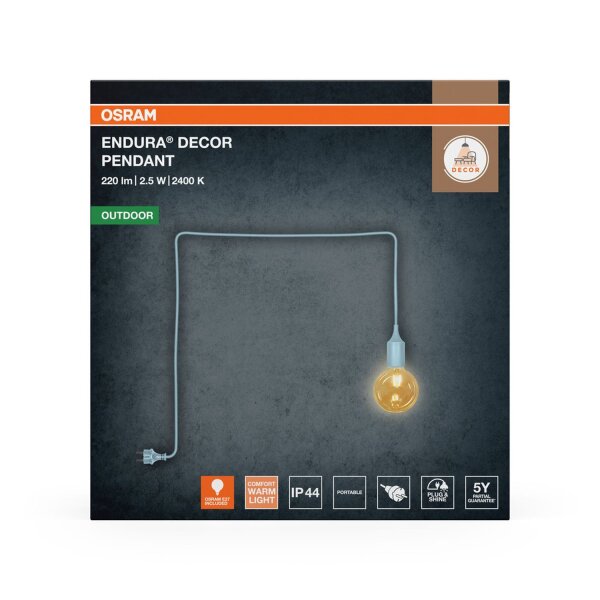Pendelleuchte Blau Silikon IP44 E27 L:500 cm OSRAM