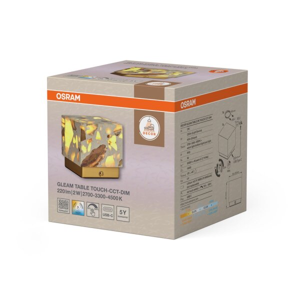 LED Akku Tischlampe dimmbar Gold Terrazzo 4500K OSRAM