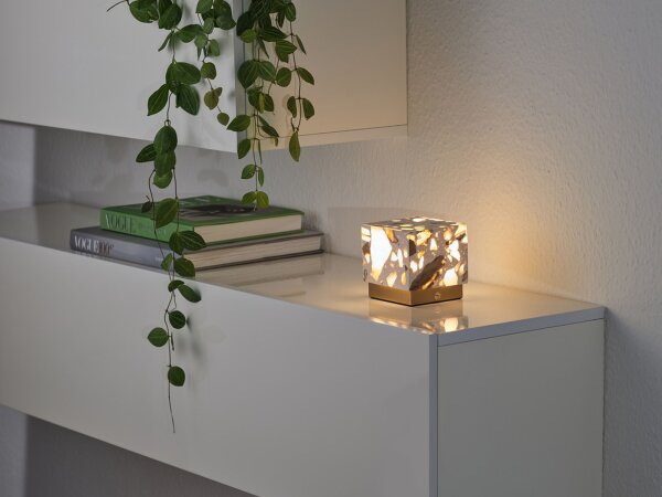 LED Akku Tischlampe dimmbar Gold Terrazzo 4500K OSRAM