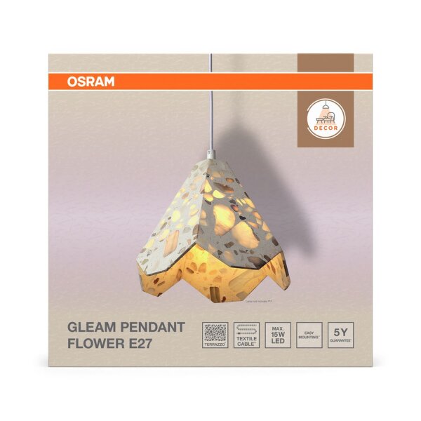 Pendelleuchte Beige Terrazzo E27 26,4 cm blendarm OSRAM