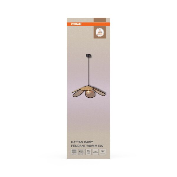 Pendelleuchte Schwarz Rattan E27 Ø69 cm OSRAM