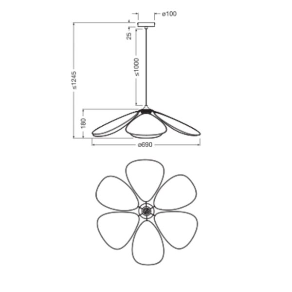 Pendelleuchte Schwarz Rattan E27 Ø69 cm OSRAM