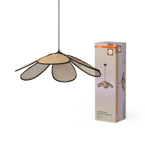 Pendelleuchte Schwarz Rattan E27 Ø69 cm OSRAM