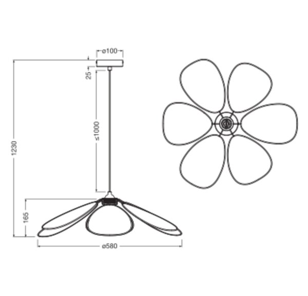 Hängelampe Schwarz Rattan E27 Ø58 cm rund OSRAM
