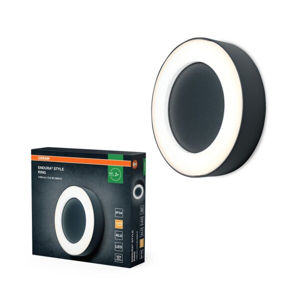 LED Wandlampe Dunkelgrau Alu 3000 K IP54 Ø20,2 cm OSRAM