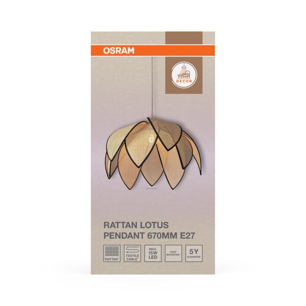 Hängelampe Rattan E27 Ø67 cm modern Design OSRAM