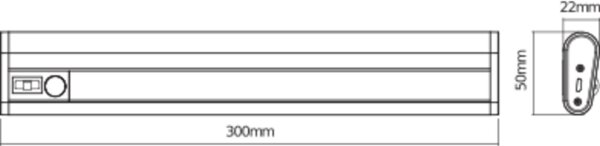 LED Akku Wandlampe Sensor Silber Alu 4000K L:30cm OSRAM