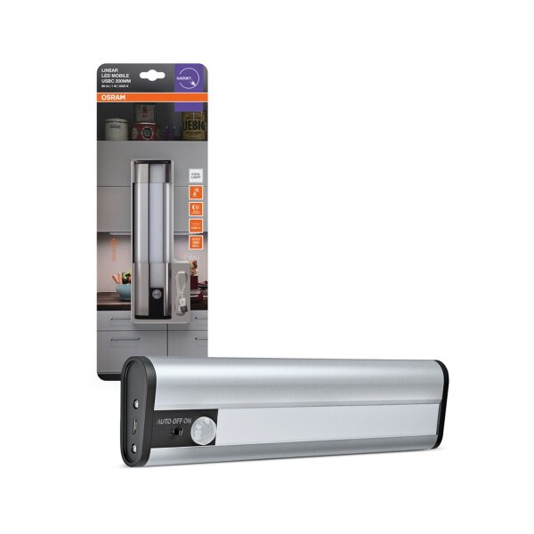 LED Akku Wandleuchte Sensor Silber Alu 4000K OSRAM