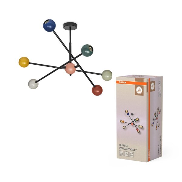Deckenleuchte Mehrfarbig H:68 cm E27 6-flammig OSRAM