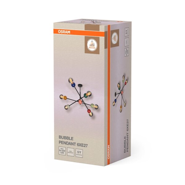 Deckenleuchte Mehrfarbig H:68 cm E27 6-flammig OSRAM