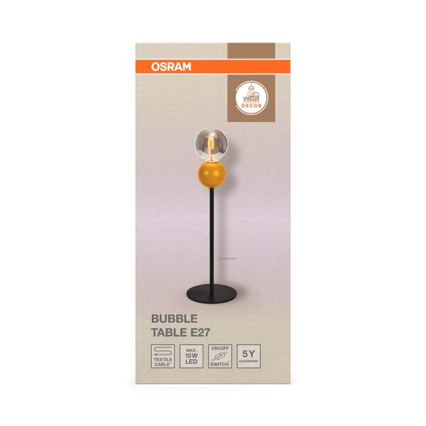 Tischlampe Metall Kugel H:40 cm E27 Gelb Schwarz OSRAM