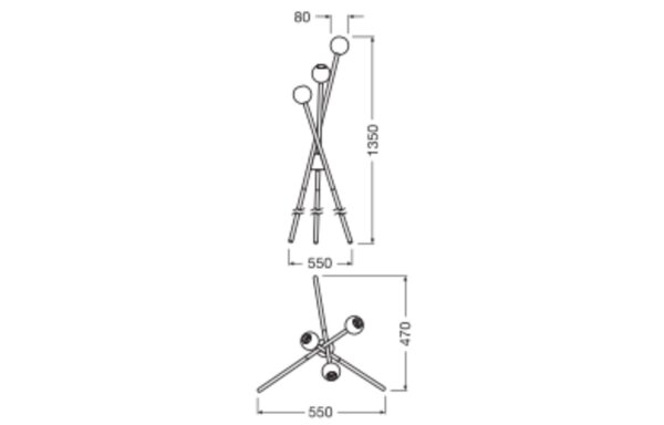 Stehleuchte Mehrfarbig Metall E27 H:47 cm 3-flmg OSRAM