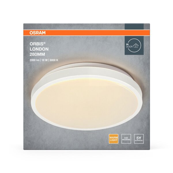 LED Deckenleuchte Weiß Metall 3000K Ø28cm rund OSRAM
